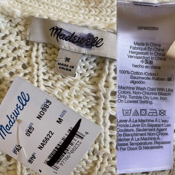 NWT Madewell Open Cable-Stitch Cardigan Sweater Women's Size M Bright Ivory - Picture 12 of 16
